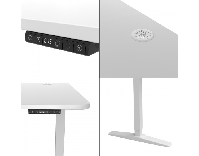 Маса с регулируема височина Kento 140x60cm Бяла []