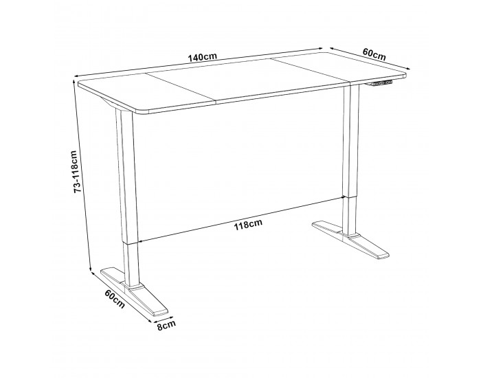Маса с регулируема височина Kento 140x60cm Бяла []