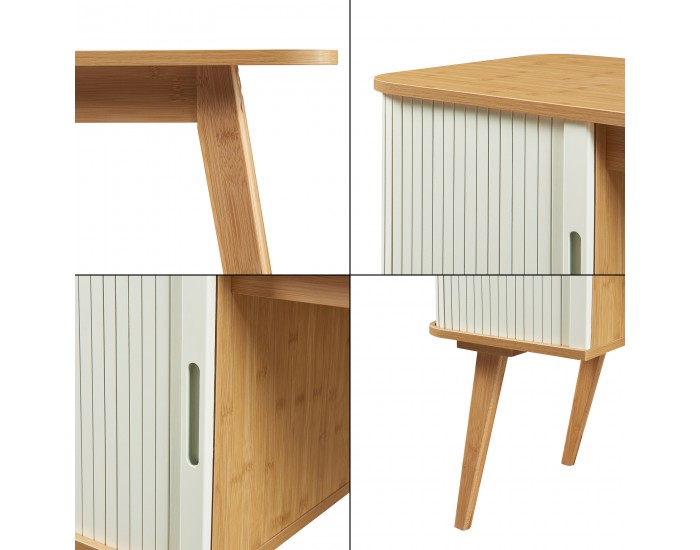 Бюро Tysvær 75x105x48 см бамбук/кремаво бяло []