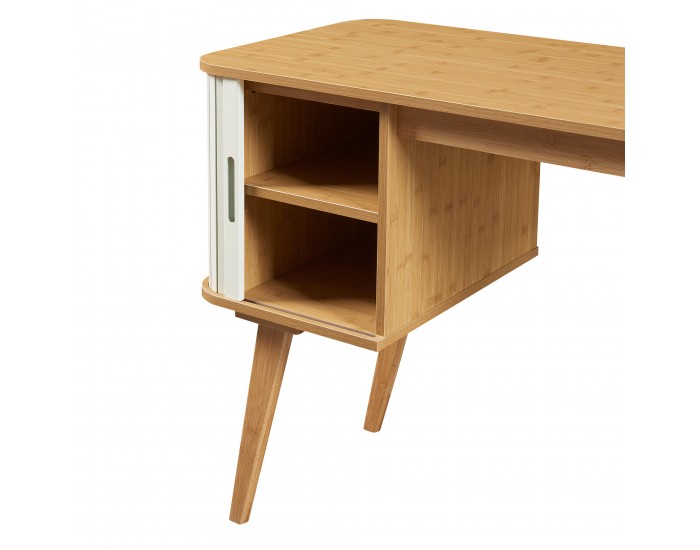 Бюро Tysvær 75x105x48 см бамбук/кремаво бяло []