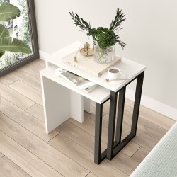 Маси за гнездене Vesanto, комплект от 2 бр., бели [] - Холни маси