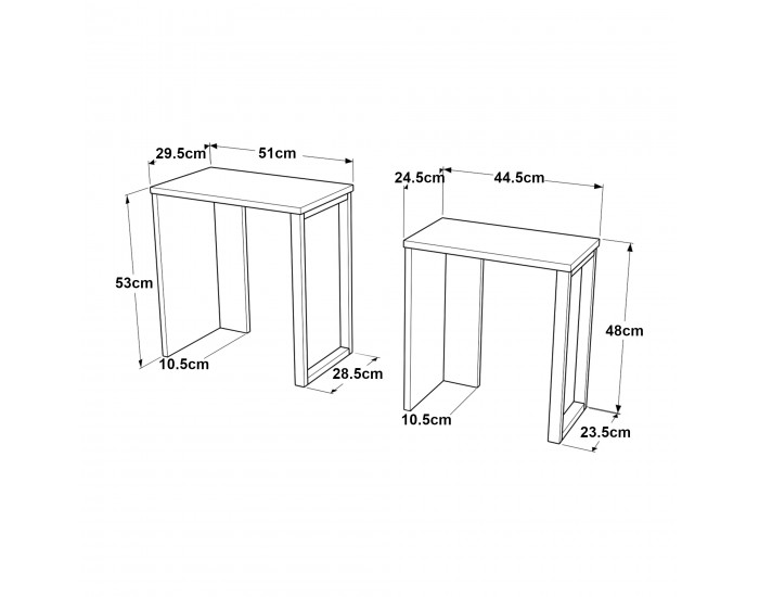 Маси за гнездене Vesanto, комплект от 2 бр., бели []