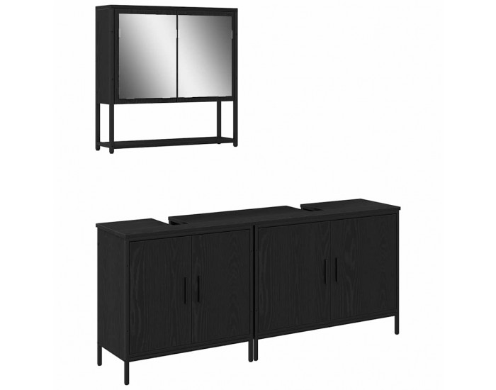 Sonata H 3 Часовен Комплект Мебели за Баня Черен Дъб Инженерна Дървесина