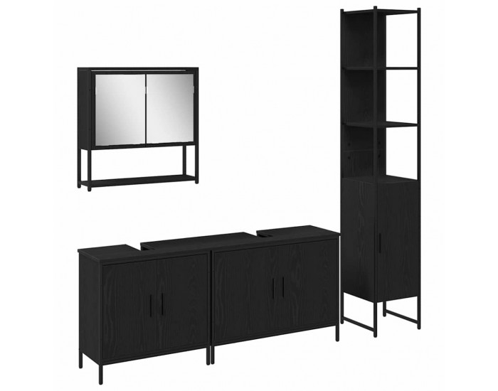 Sonata H 4 части комплект мебели за баня в черен дъб и инженерна дървесина