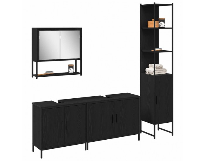 Sonata H 4 части комплект мебели за баня в черен дъб и инженерна дървесина