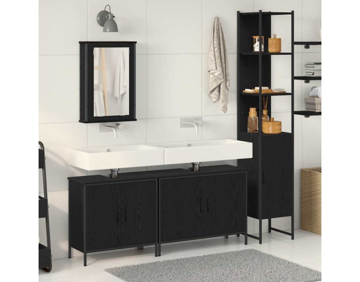 Sonata H Комплект мебели за баня от 4 части Черен дъб Инженерна дървесина