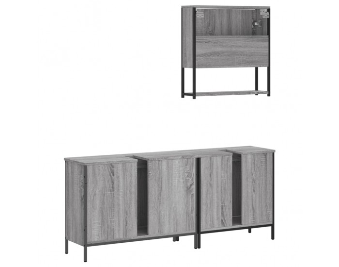 Sonata H Комплект мебели за баня от 3 части сив сонома инженерно дърво