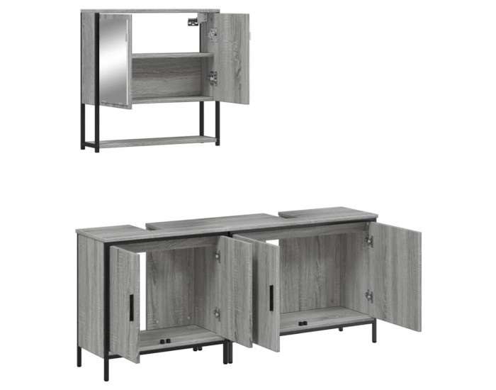 Sonata H Комплект мебели за баня от 3 части сив сонома инженерно дърво