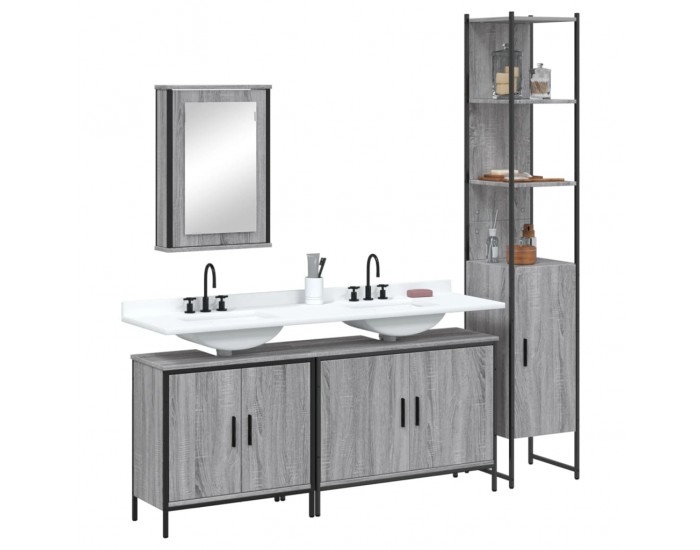 Sonata H Комплект мебели за баня от 4 части сив сонома инженерно дърво