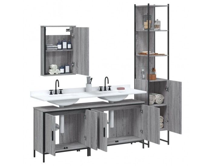 Sonata H Комплект мебели за баня от 4 части сив сонома инженерно дърво