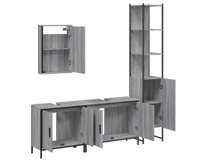 Sonata H Комплект мебели за баня от 4 части сив сонома инженерно дърво