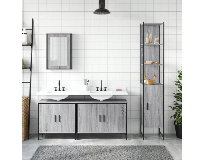 Sonata H Комплект мебели за баня от 4 части сив сонома инженерно дърво