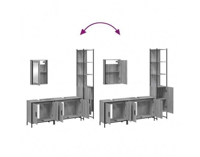 Sonata H Комплект мебели за баня от 4 части сив сонома инженерно дърво