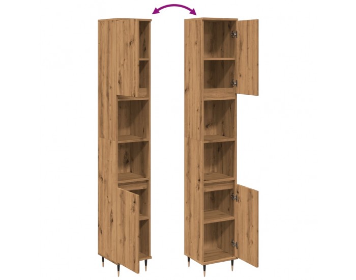 Sonata H Шкаф за баня, дъб артизан, 30x30x190 см, инженерно дърво