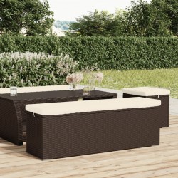 Sonata H Пейка-табуретка с възглавница, кафява, 110x30x40 см, полиратан - Градински Дивани и Пейки