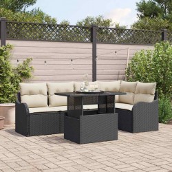 Sonata H Градински Софа Комплект 6 pcs Черно 100 x 55 x 73 см Полиратан - Градински Дивани и Пейки
