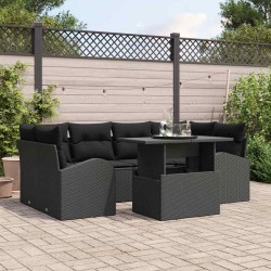 Sonata H Градински Софа Комплект 7 pcs Черно 100 x 55 x 73 см Полиратан - Градински Дивани и Пейки