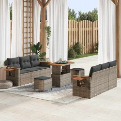 Sonata H Градински Софа Комплект с възглавница 9 pcs Сив 90 x 55 x 71 cm - Градински Дивани и Пейки