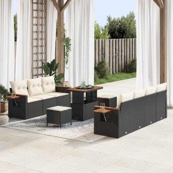 Sonata H Градински Софа Комплект 10 pcs Черно и кремаво 90 x 55 x 71 cm - Градински Дивани и Пейки