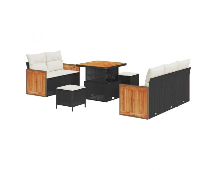 Sonata H Градински Софа Комплект 8 pcs Черно и кремаво 80 x 80 x 71 cm