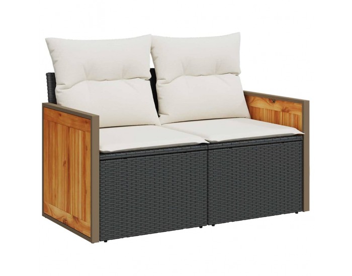 Sonata H Градински Софа Комплект 8 pcs Черно и кремаво 80 x 80 x 71 cm