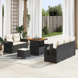 Sonata H Градински Софа Комплект 8 pcs Черно и кремаво 80 x 80 x 71 cm - Градински Дивани и Пейки