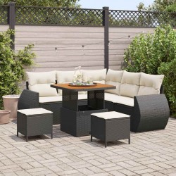 Sonata H Градински Софа Комплект 8 pcs Черно и кремаво 80 x 80 x 71 cm - Градински Дивани и Пейки