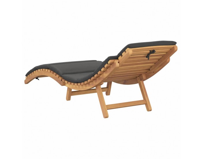 Sonata H Шезлонг Тъмносив 188 x 55 x 59 см Тиково дърво масив