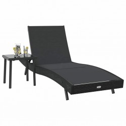 Sonata H Шезлонг с маса 2 pcs Черно 40 x 40 x 40.5 см полиратан - Шезлонги