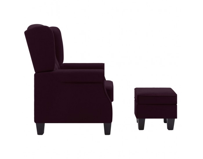 Sonata H Фотьойл с табуретка за крака, лилав, текстил