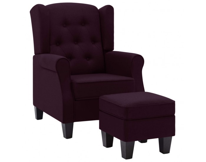 Sonata H Фотьойл с табуретка за крака, лилав, текстил