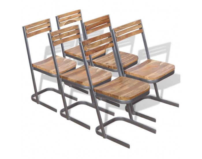 Sonata H Трапезни столове, 6 бр, тиково дърво масив