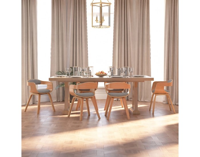 Sonata H Трапезни столове, 6 бр, таупе, извито дърво и текстил