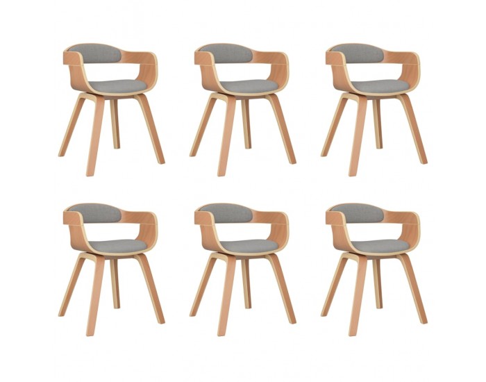 Sonata H Трапезни столове, 6 бр, таупе, извито дърво и текстил