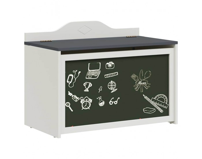 Sonata H Кутия за играчки Сиво и бяло 73 x 33 x 55 см Инженерно дърво