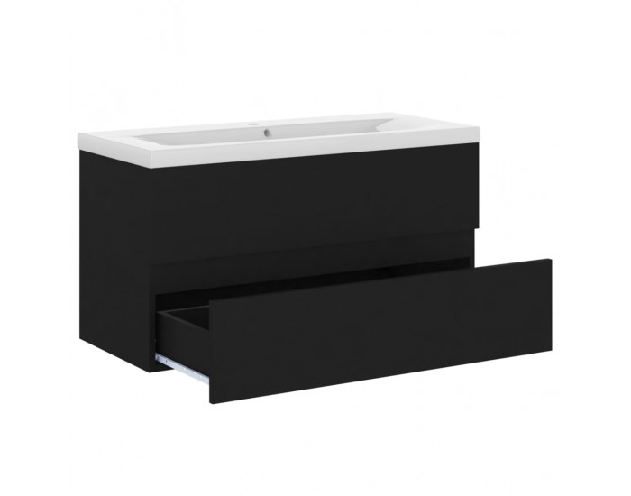 Sonata H Шкаф за баня с вградена мивка, черен, инженерно дърво