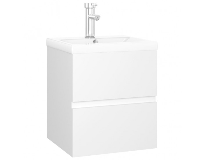 Sonata H Шкаф за баня с вградена мивка, бял, инженерно дърво