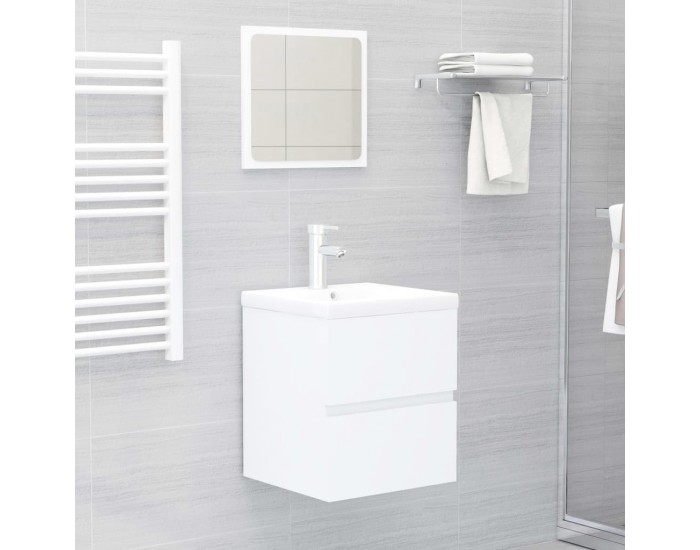 Sonata H Шкаф за баня с вградена мивка, бял, инженерно дърво