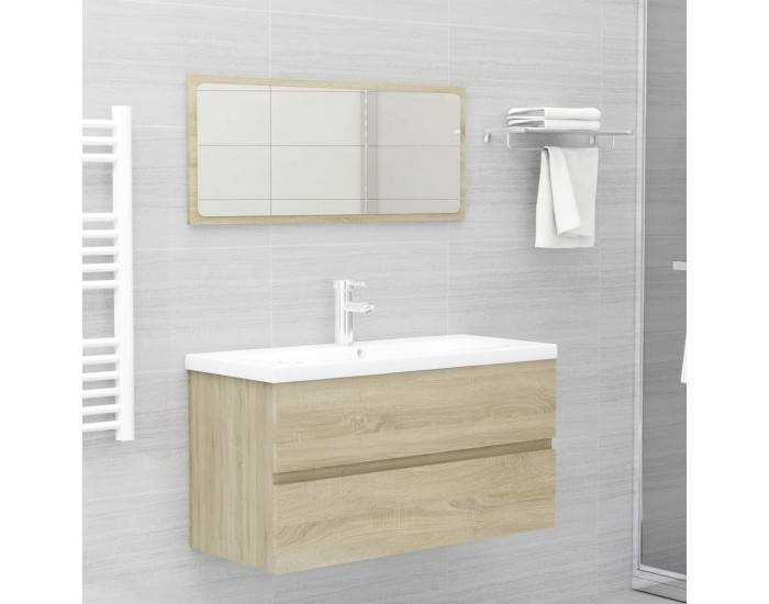 Sonata H Шкаф за баня с вградена мивка, дъб сонома, инженерно дърво