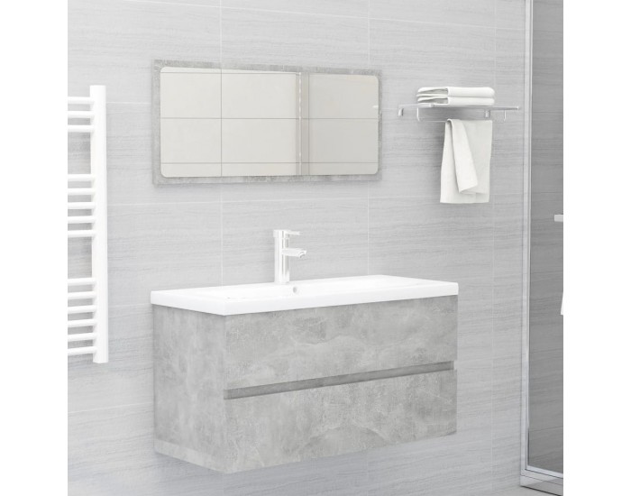 Sonata H Шкаф за баня с вградена мивка, бетонно сив, инженерно дърво