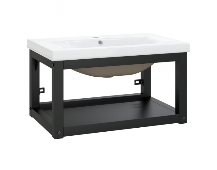 Sonata H Рамка за мивка за баня с вграден умивалник, черна, желязна