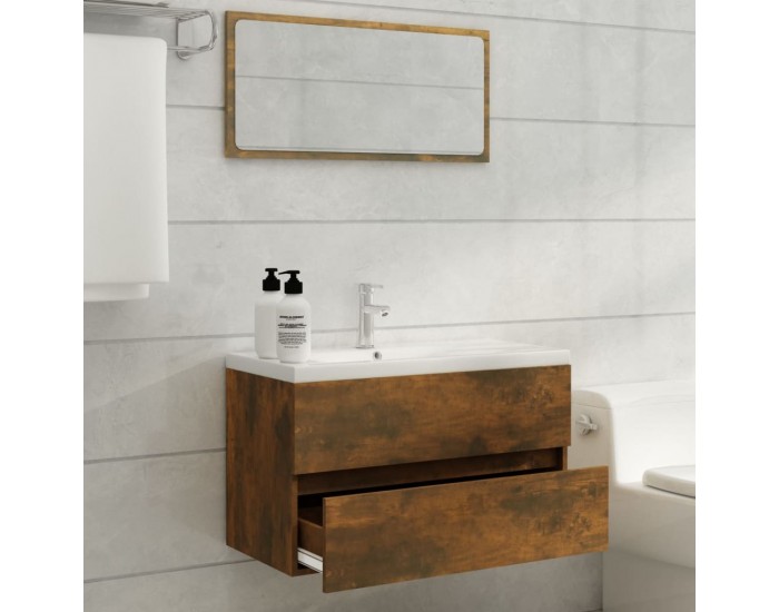 Sonata H Шкаф за мивка с вградена мивка, опушен дъб, инженерно дърво