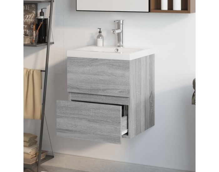 Sonata H Шкаф за мивка с вградена мивка, сив сонома, инженерно дърво