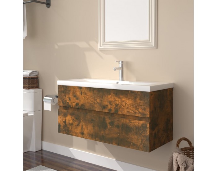 Sonata H Шкаф за мивка с вградена мивка, опушен дъб, инженерно дърво