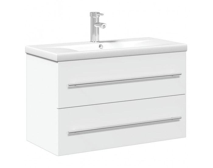 Sonata H Шкаф за мивка за баня с вградена мивка, бял