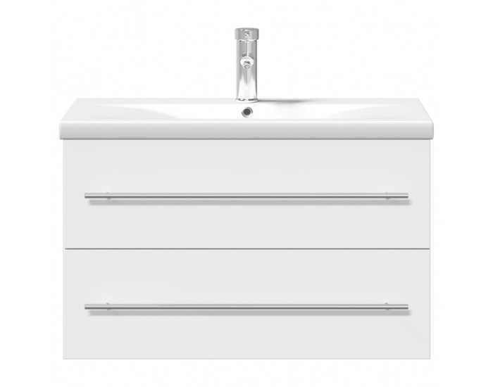 Sonata H Шкаф за мивка за баня с вградена мивка, бял