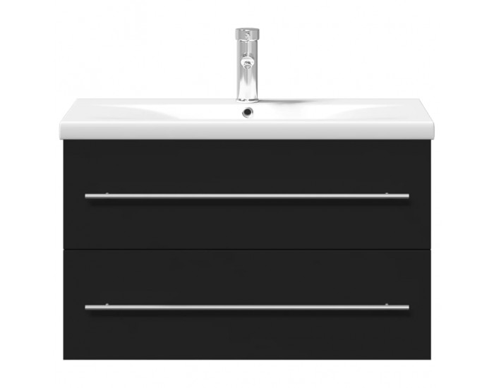 Sonata H Шкаф за мивка за баня с вградена мивка, черен