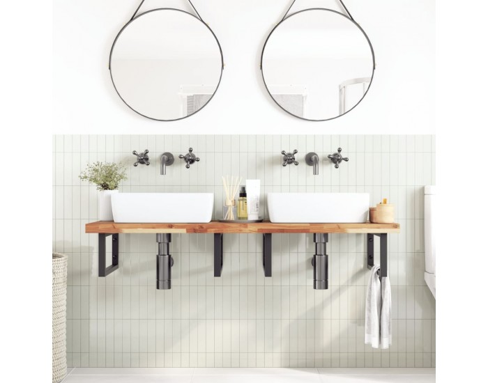 Sonata H Плот за баня, маслен финиш, 120x50x4 см, масивно дърво акация