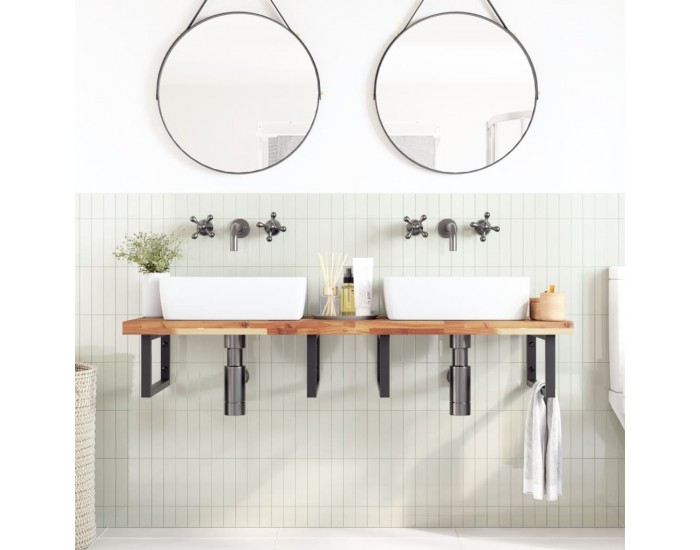 Sonata H Плот за баня, маслен финиш, 140x50x4 см, масивно дърво акация