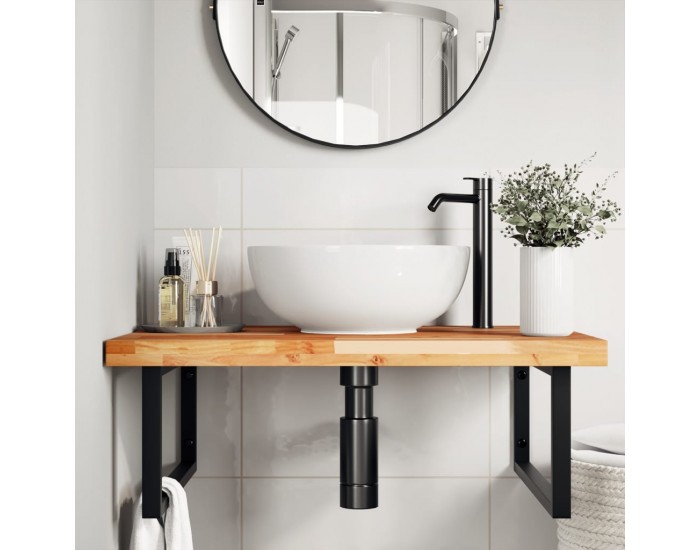 Sonata H Плот за баня, маслен финиш, 80x60x4 см, масивно дърво акация